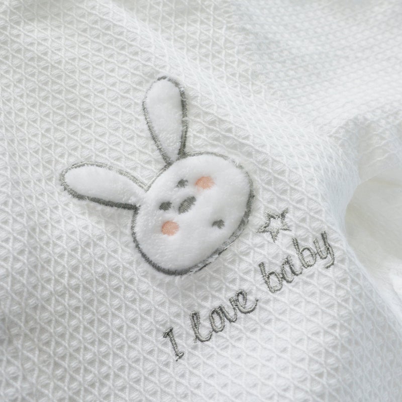 KISBINI 100% Cotton Long Hooded Robes Bathrobe for Kids Children White 8-9T - Image 3